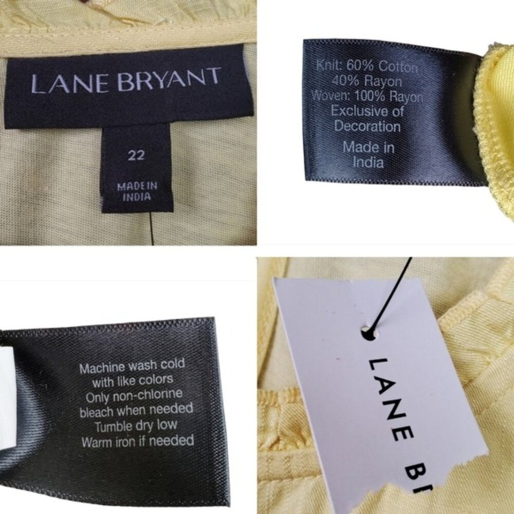 Lane Bryant Womens Sleeveless Yellow Floral Embroidered Top Size 22 NWT - Picture 5 of 5
